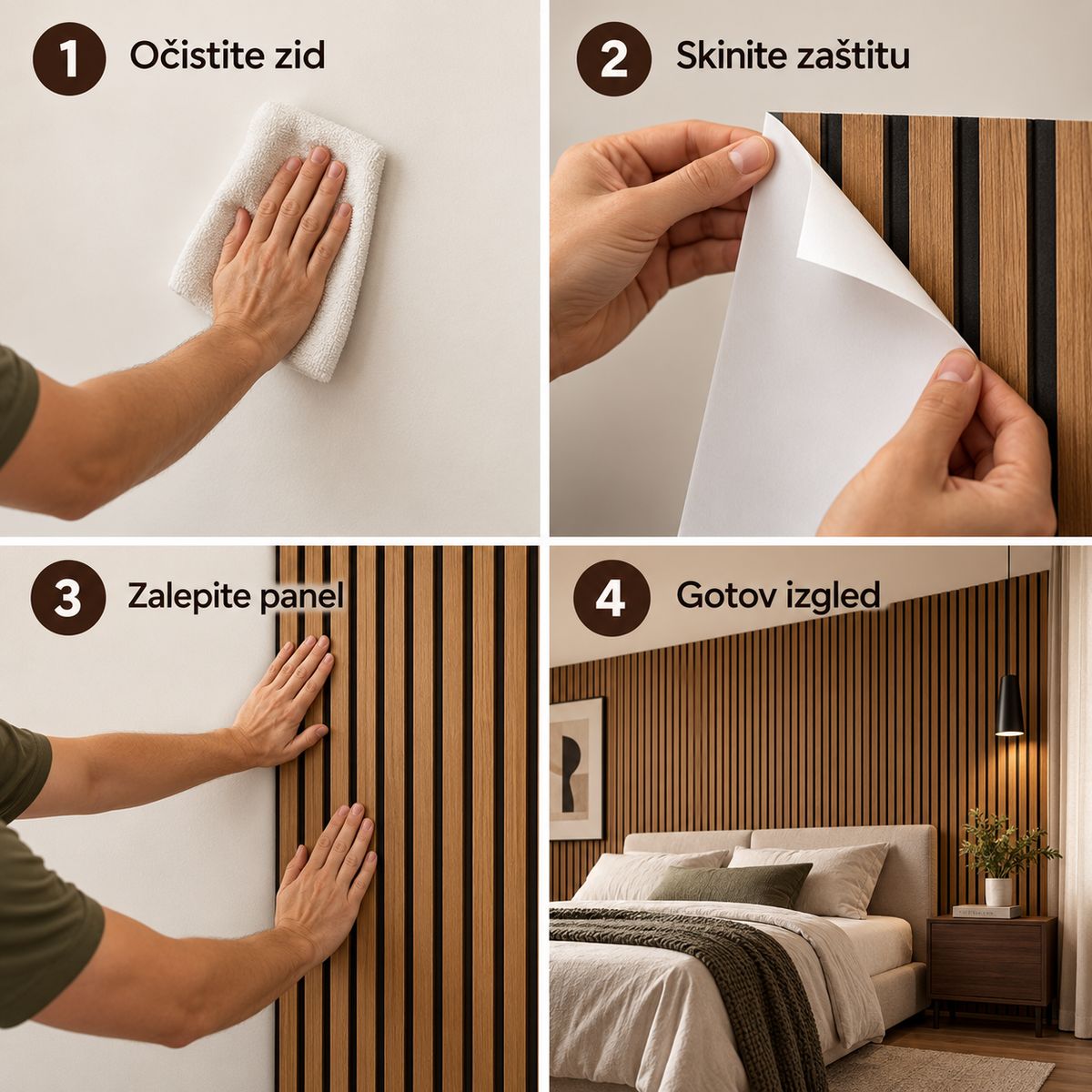 Samolepljivi zidni panel sa izgledom drveta